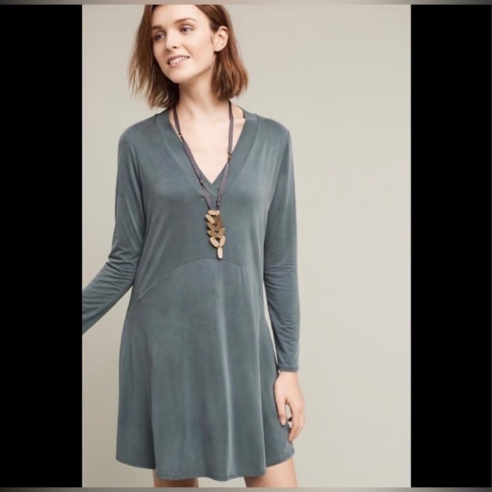 Dolan Anthropologie cupro dress XL slate gray